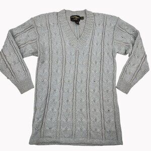 Vintage Christine Phillipe Silver Beaded Sweater With Sparkle & Shoulder Pads